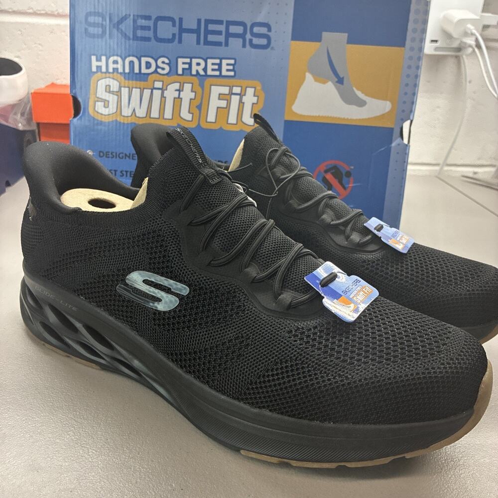 SKECHERS Hands Free Swift Fit Glide-Lite Men's SZ 13 Black Mesh Sneakers 255208S
